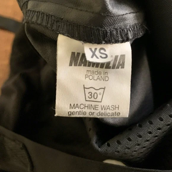 NAMILIA Size XS Black With Blue Flame Cut Out Moto Chaps Pants - Picture 6 of 7